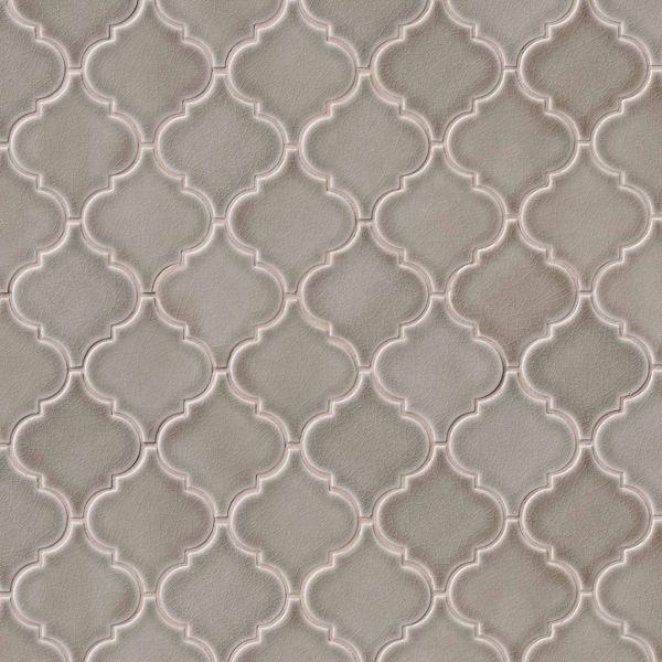 Dove Gray Arabesque SAMPLE Glazed Ceramic Mesh-Mounted Mosaic Wall Tile